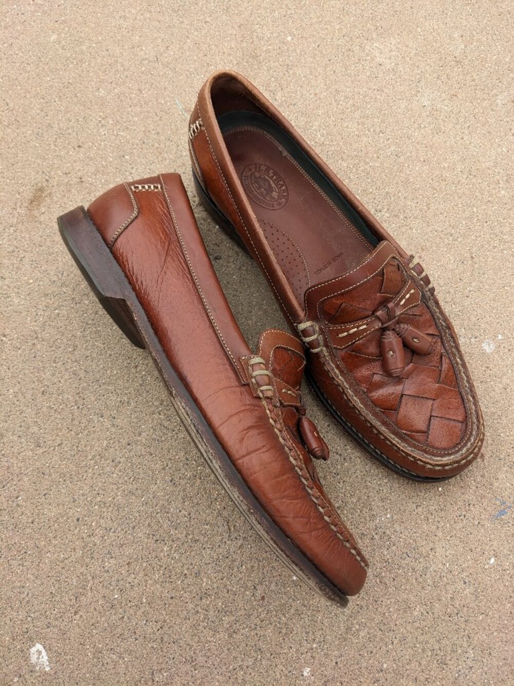 HS TRASK Handmade Woven Leather loafers 11 brazil intrecciato italy martens nike